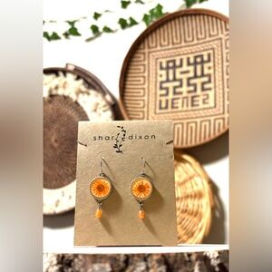 Unqiue Shar Dixon Flower Dangle Drop Earrings